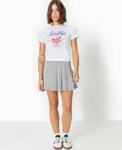 T-shirt Ajusté Avec Print Devant - Blanc