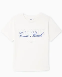 T-shirt Ajusté Avec Print Devant - Blanc