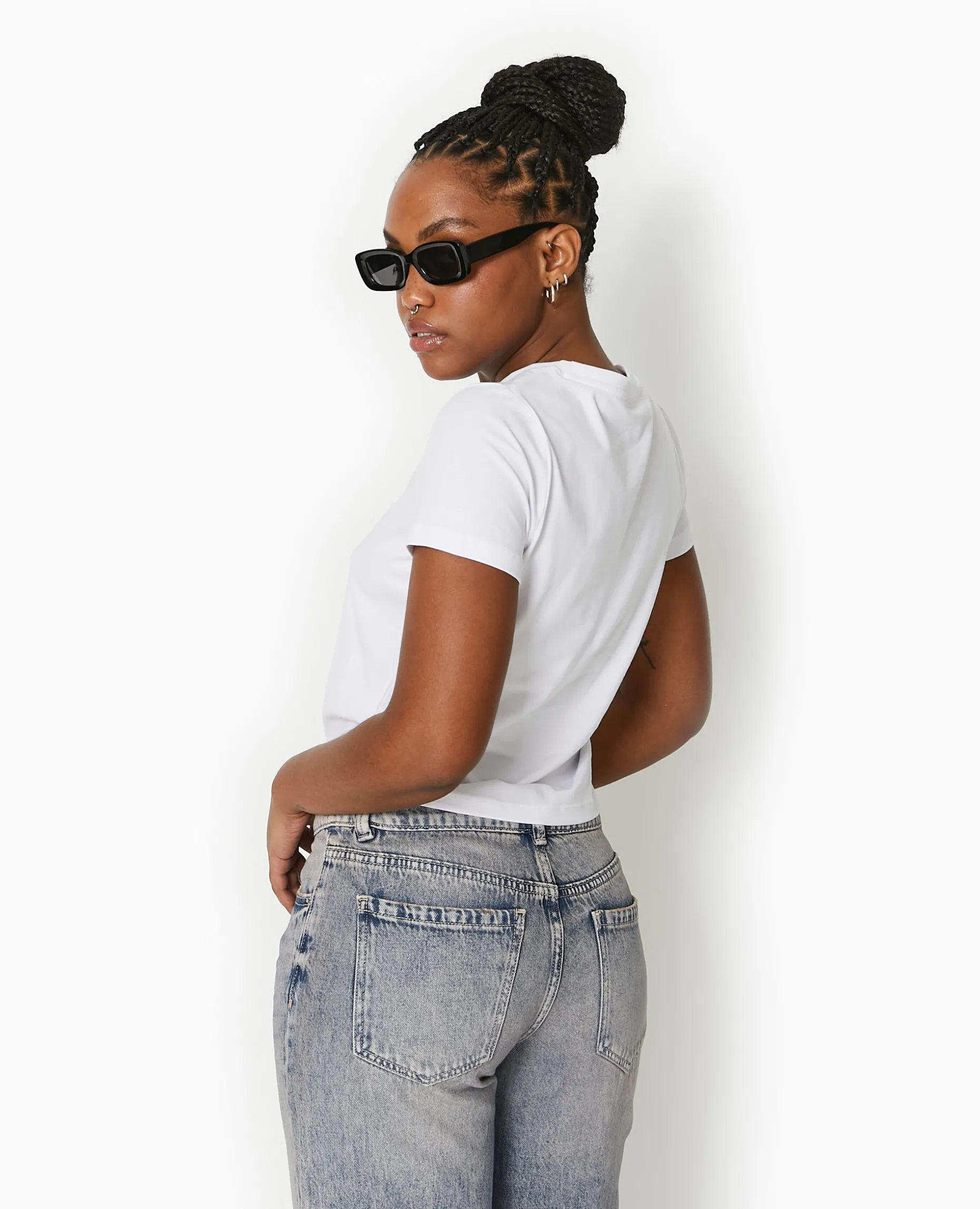 T-shirt Ajusté Avec Print Devant - Blanc
