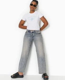 T-shirt Ajusté Avec Print Devant - Blanc