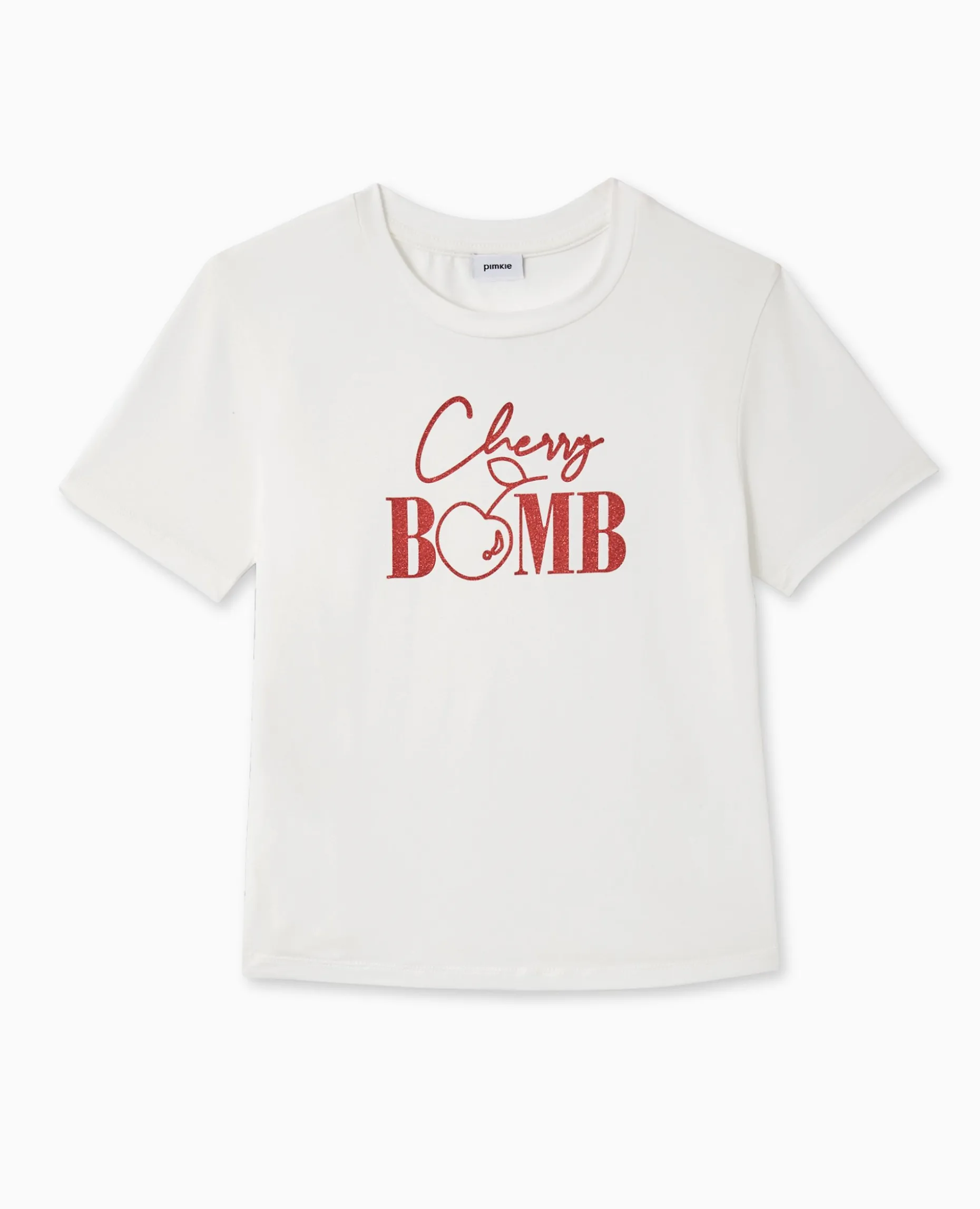 T-shirt Ajusté Avec Print Paillettes Devant - Blanc