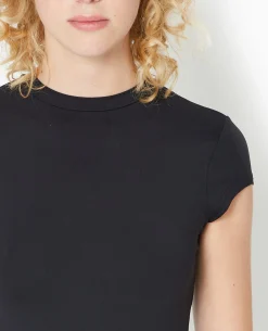 T-shirt Ajusté En Maille Extensible - Noir