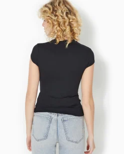 T-shirt Ajusté En Maille Extensible - Noir