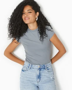 T-shirt Ajusté En Maille Extensible - Gris