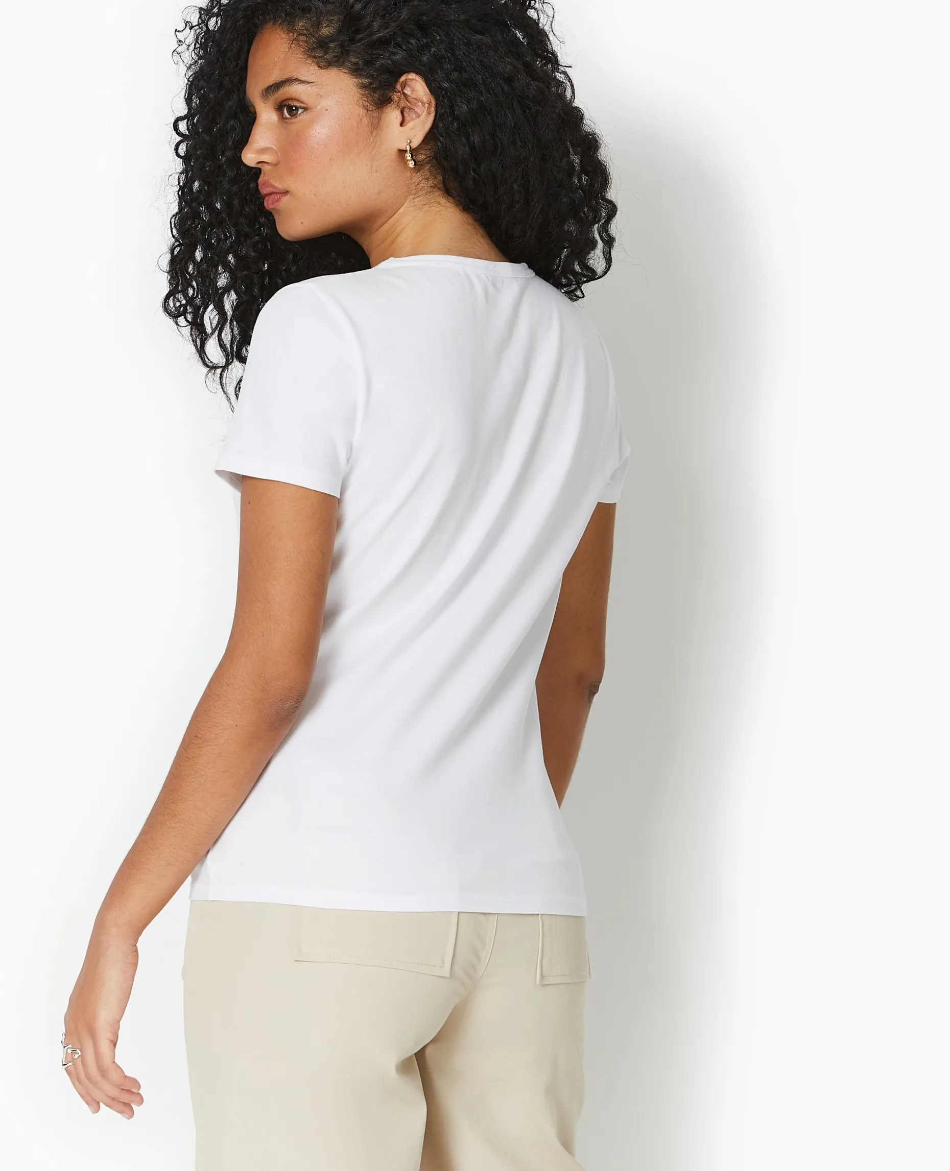 T-shirt Ajusté Manches Courtes - Blanc
