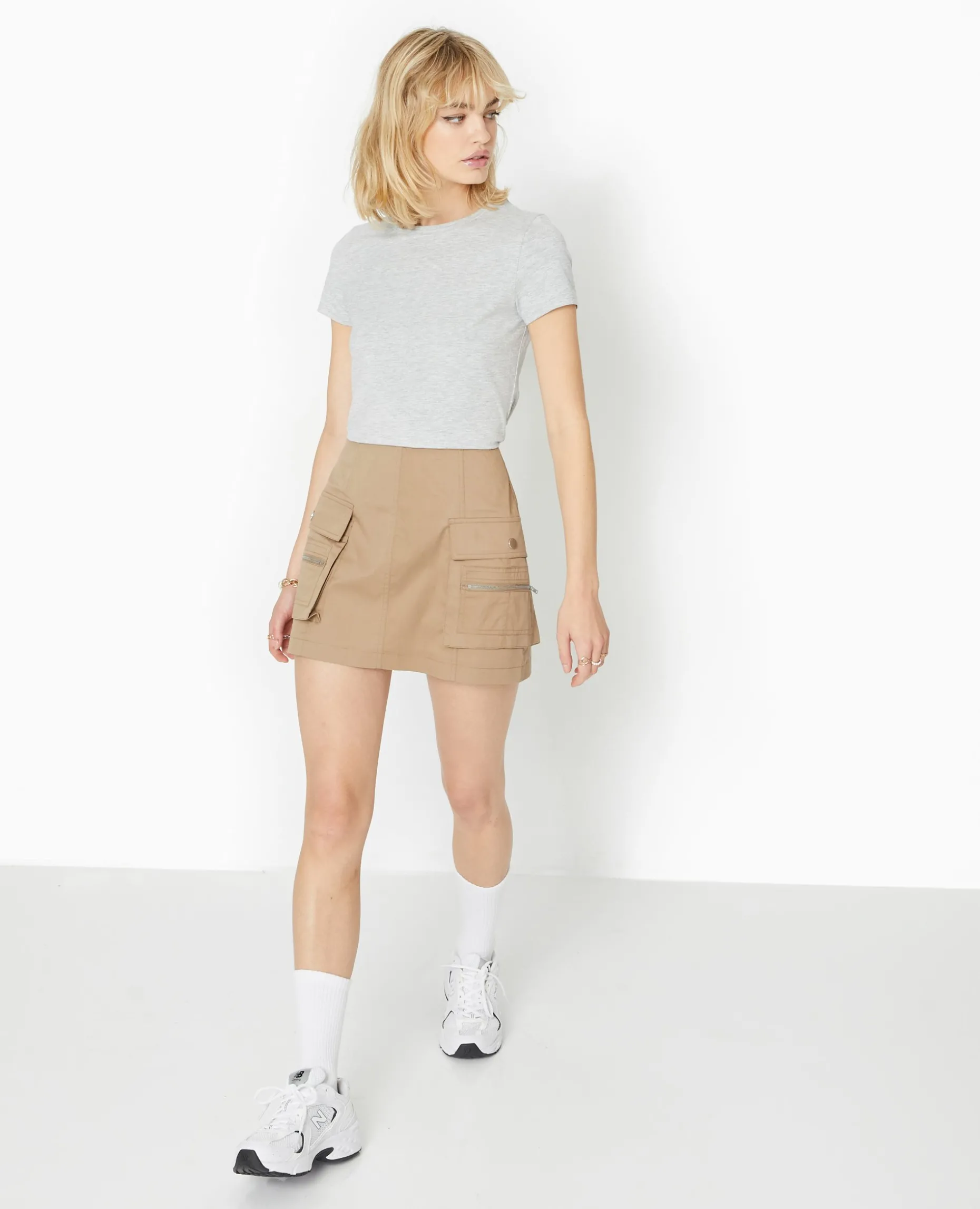 T-shirt Ajusté Manches Courtes - Gris Chiné