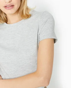 T-shirt Ajusté Manches Courtes - Gris Chiné