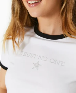 T-shirt Avec Message En Strass - Blanc