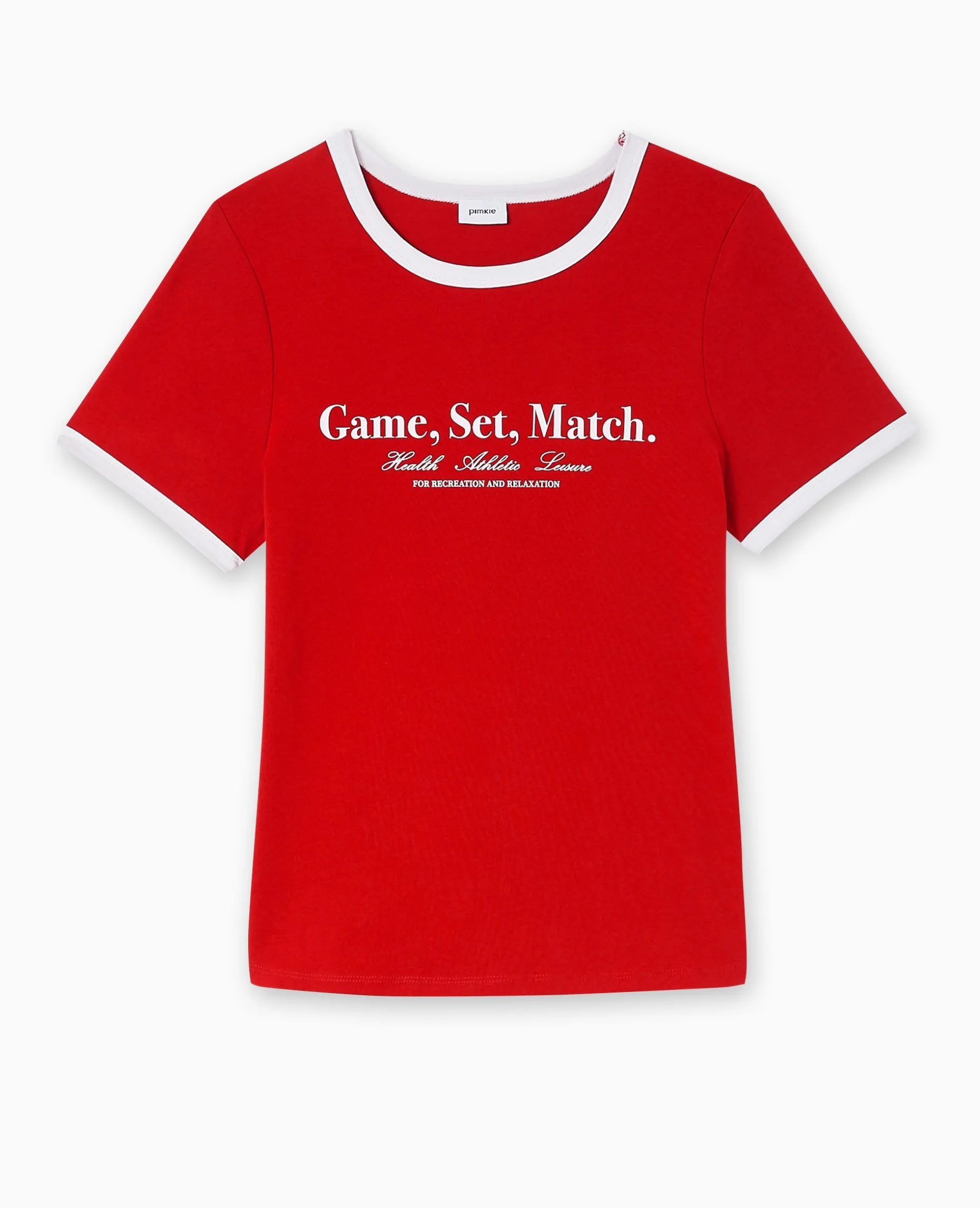 T-shirt Avec Print Et Biais Contrastés - Rouge
