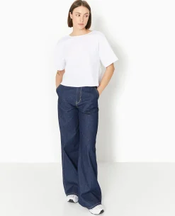 T-shirt Bi-matiè;re Avec Nouettes Dos - Blanc