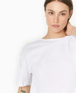 T-shirt Bi-matiè;re Avec Nouettes Dos - Blanc