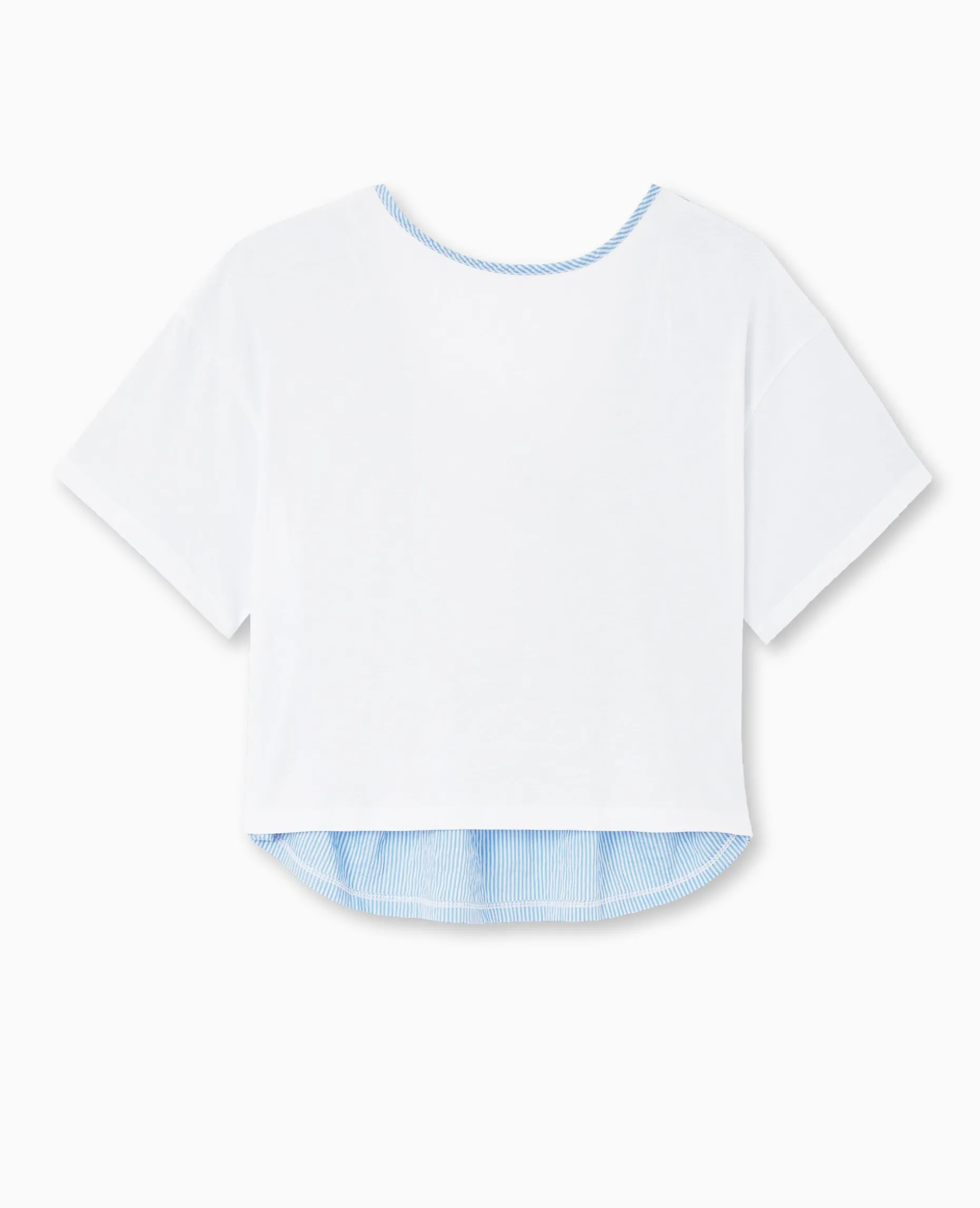 T-shirt Bi-matiè;re Avec Nouettes Dos - Blanc