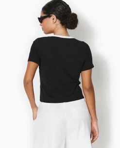 T-shirt Court Avec Cœur - Noir