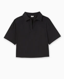 T-shirt Court Col Polo - Noir