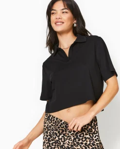 T-shirt Court Col Polo - Noir