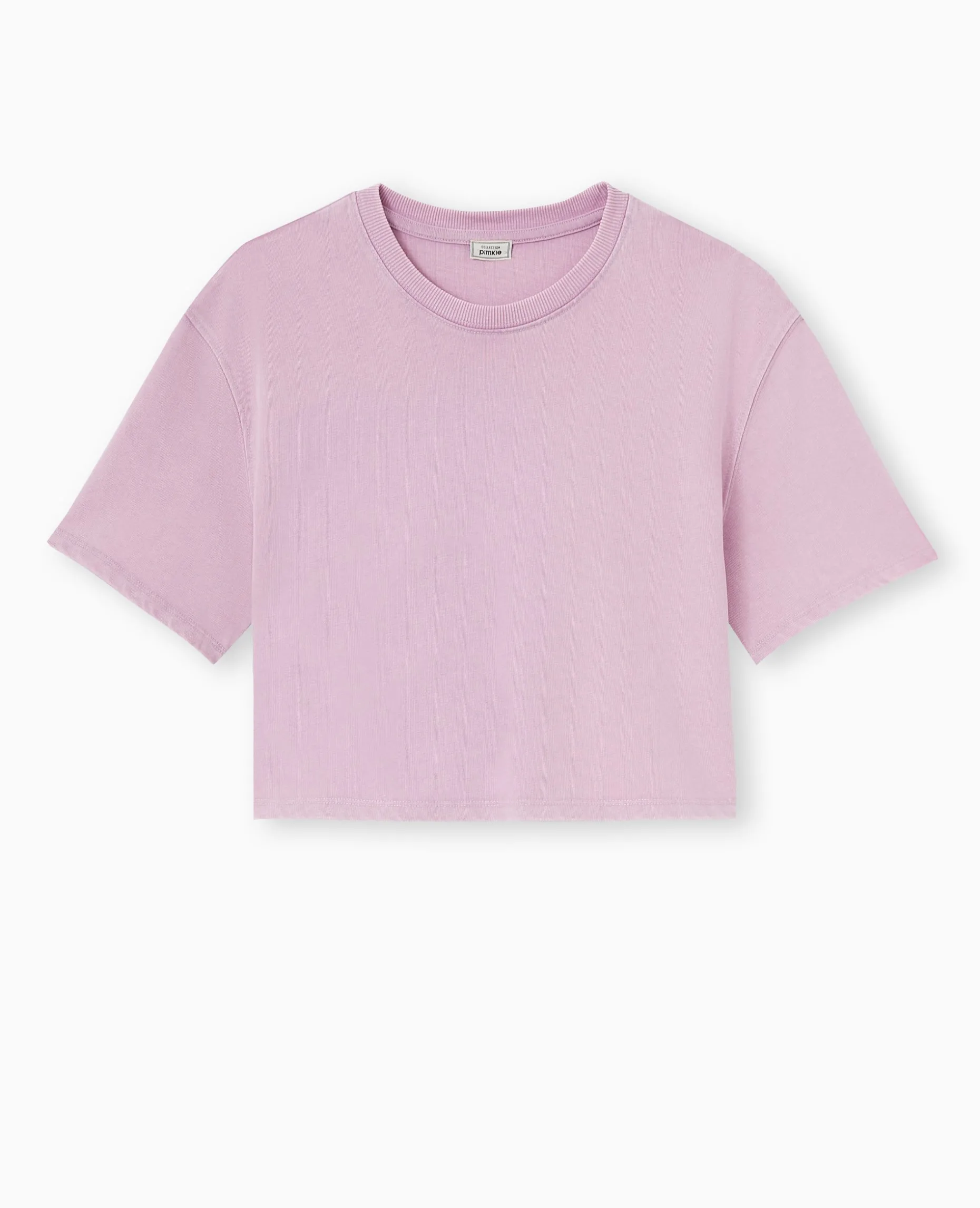 T-shirt Court En Coton épais Effet Délavé - Rose
