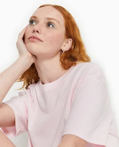 T-shirt Court En Coton épais Effet Délavé - Rose Clair