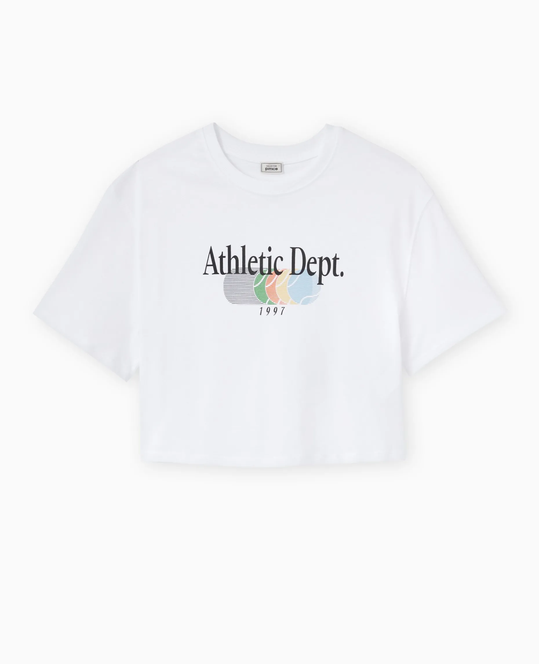 T-shirt Cropped Avec Print Devant - Blanc