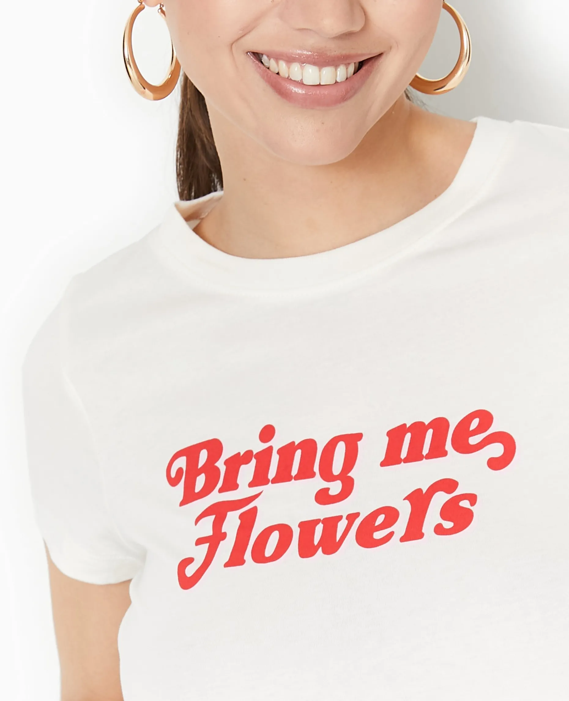 T-shirt Manches Courtes Avec Print - écru