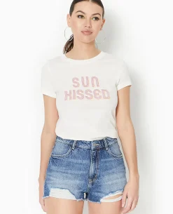 T-shirt Manches Courtes Avec Print - écru