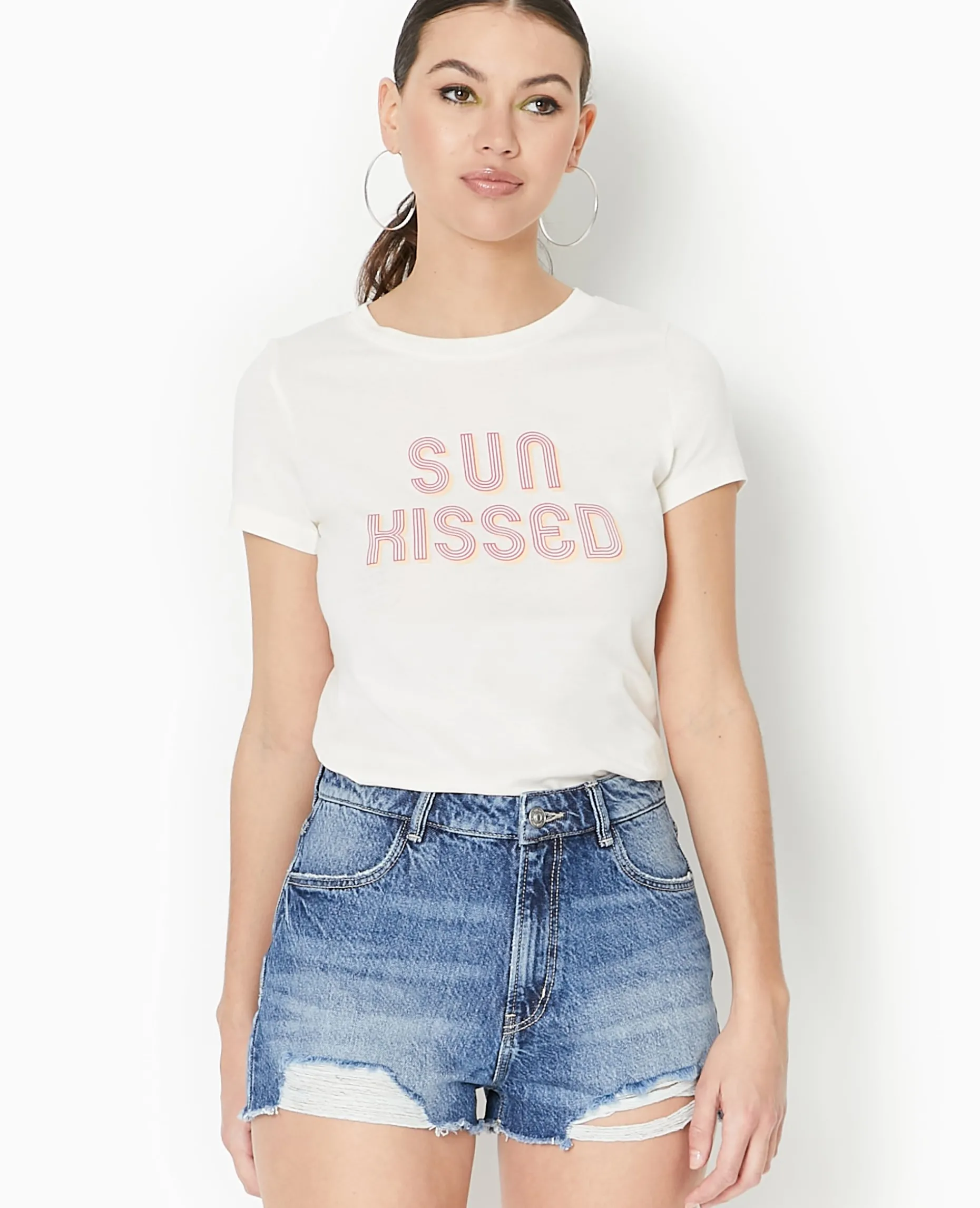 T-shirt Manches Courtes Avec Print - écru