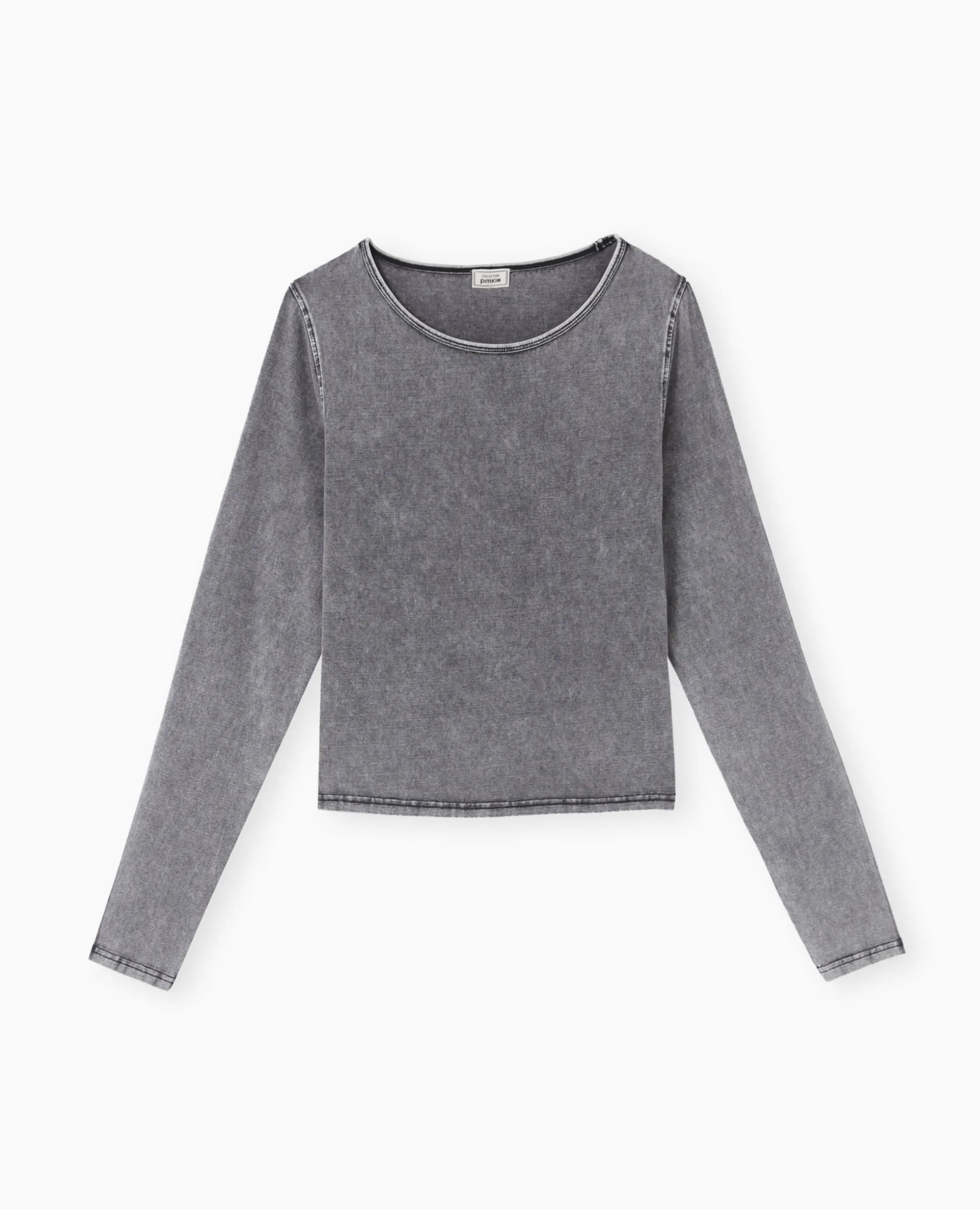 T-shirt Manches Longues Effet Délavé - Gris