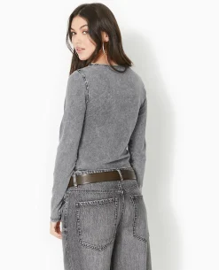 T-shirt Manches Longues Effet Délavé - Gris