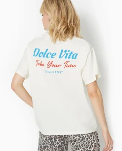 T-shirt Oversize Avec Print Poitrine Et Dos - Blanc