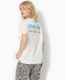 T-shirt Oversize Avec Print Poitrine Et Dos - Blanc