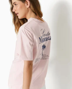 T-shirt Oversize Avec Print Poitrine Et Dos - Rose