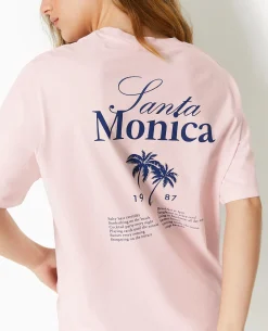 T-shirt Oversize Avec Print Poitrine Et Dos - Rose