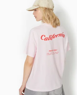 T-shirt Oversize Avec Print Poitrine Et Dos - Rose Clair