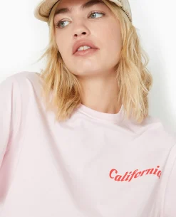 T-shirt Oversize Avec Print Poitrine Et Dos - Rose Clair