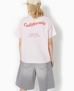 T-shirt Oversize Avec Print Poitrine Et Dos - Rose Clair