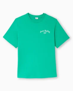 T-shirt Oversize Avec Print Poitrine Et Dos - Vert