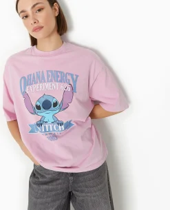 T-shirt Oversize Avec Print STITCH - Rose