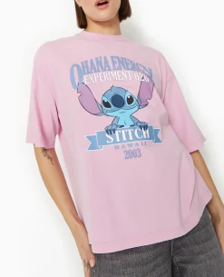 T-shirt Oversize Avec Print STITCH - Rose