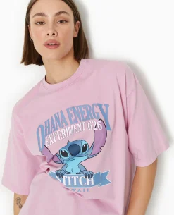 T-shirt Oversize Avec Print STITCH - Rose