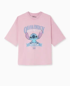 T-shirt Oversize Avec Print STITCH - Rose