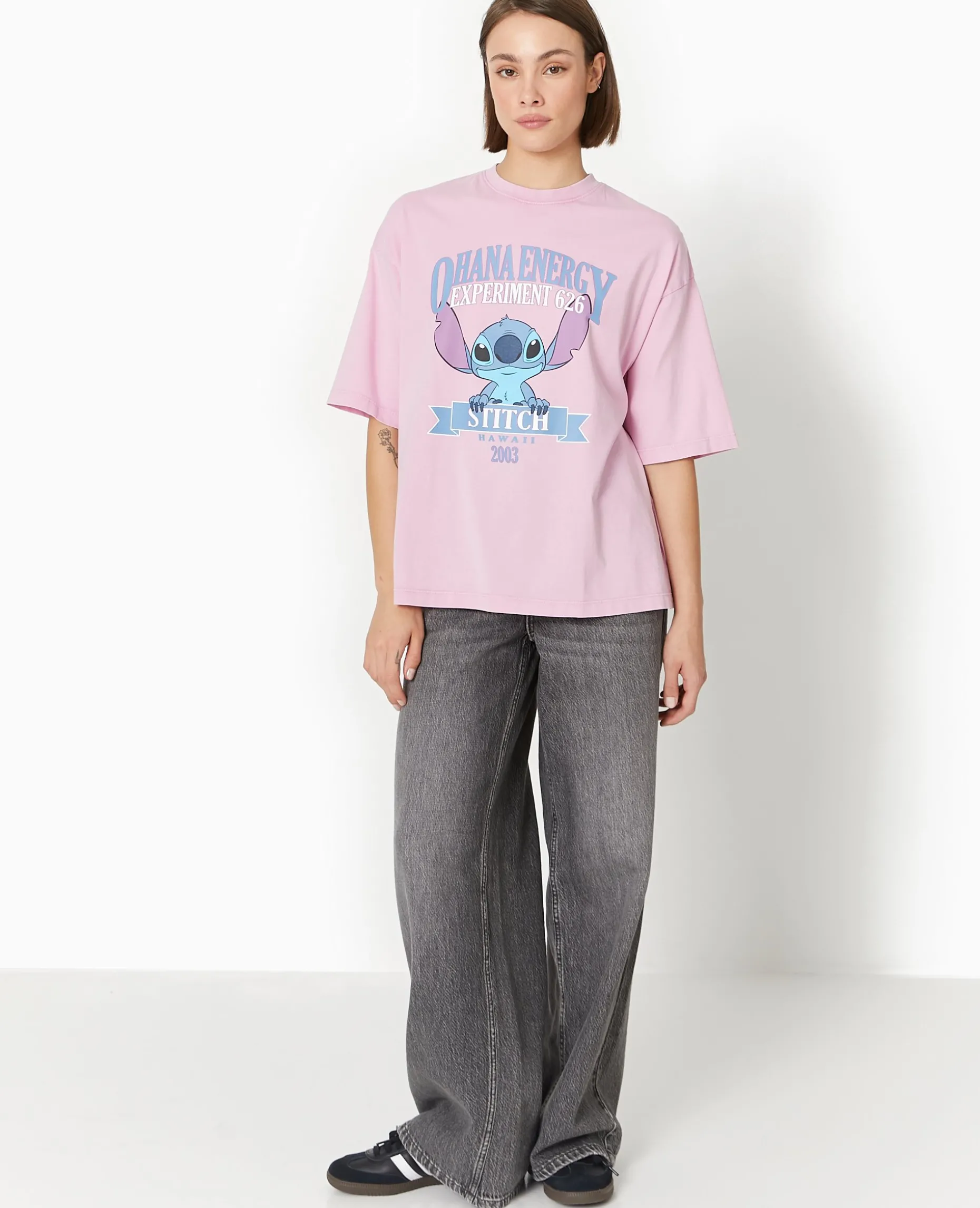 T-shirt Oversize Avec Print STITCH - Rose