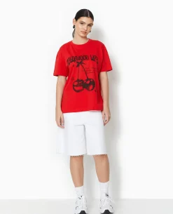 T-shirt Oversize Avec Print - Rouge