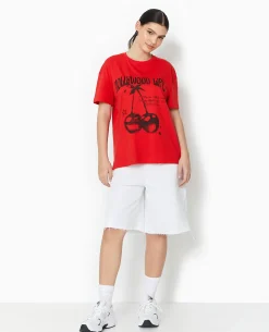 T-shirt Oversize Avec Print - Rouge