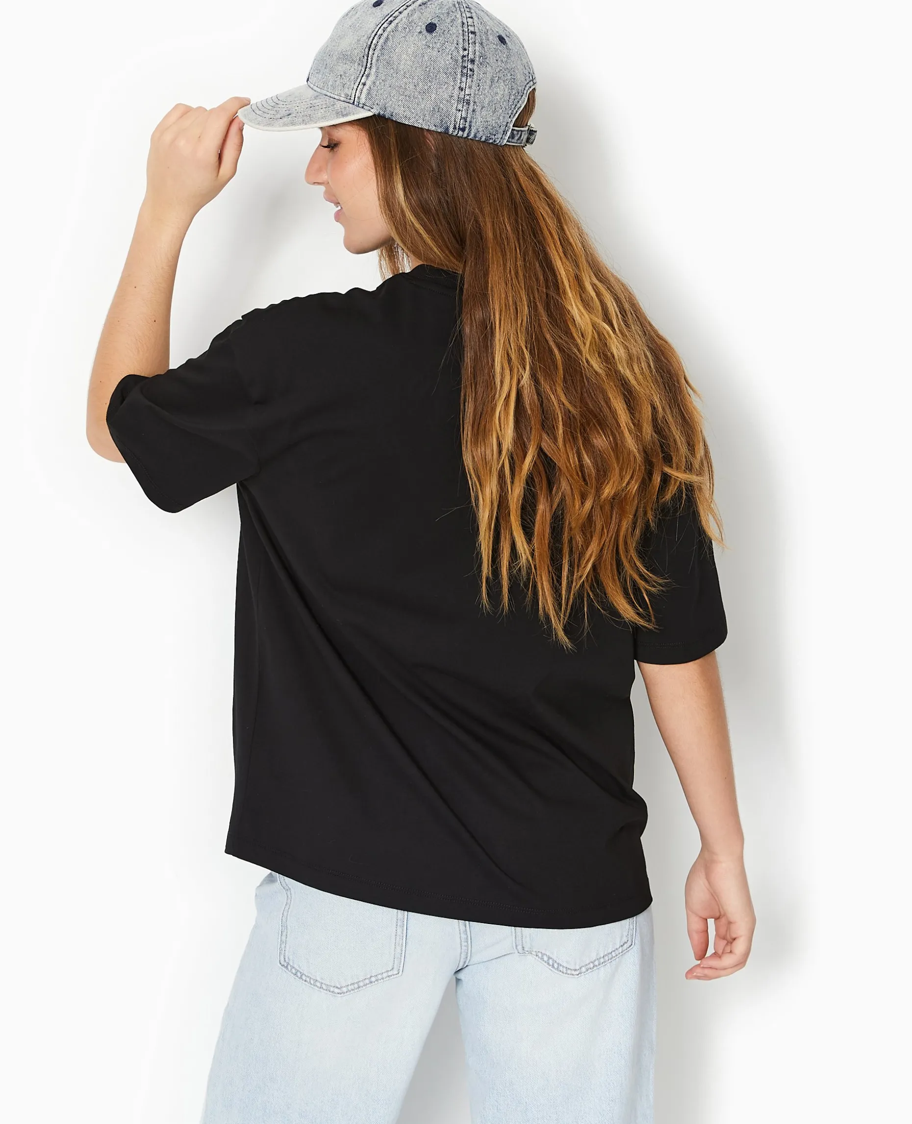 T-shirt Oversize Avec Print Devant - Noir