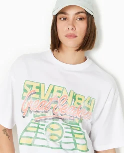 T-shirt Oversize Avec Print - Orange