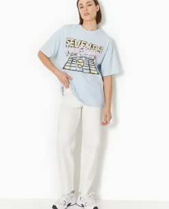 T-shirt Oversize Avec Print - Bleu