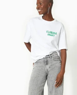 T-shirt Oversize Avec Print Devant Et Dos - Vert
