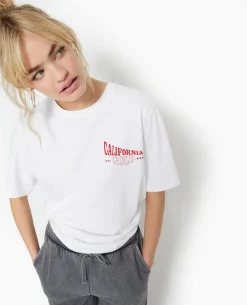 T-shirt Oversize Avec Print Poitrine Et Dos - Blanc