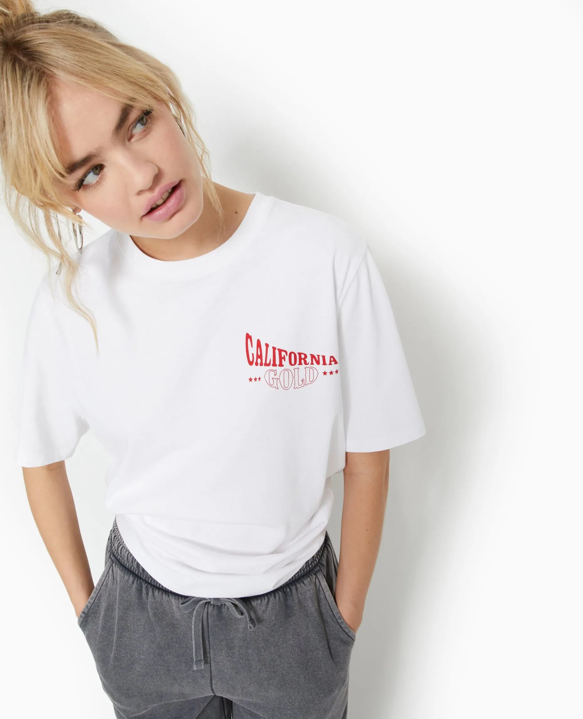 T-shirt Oversize Avec Print Poitrine Et Dos - Blanc
