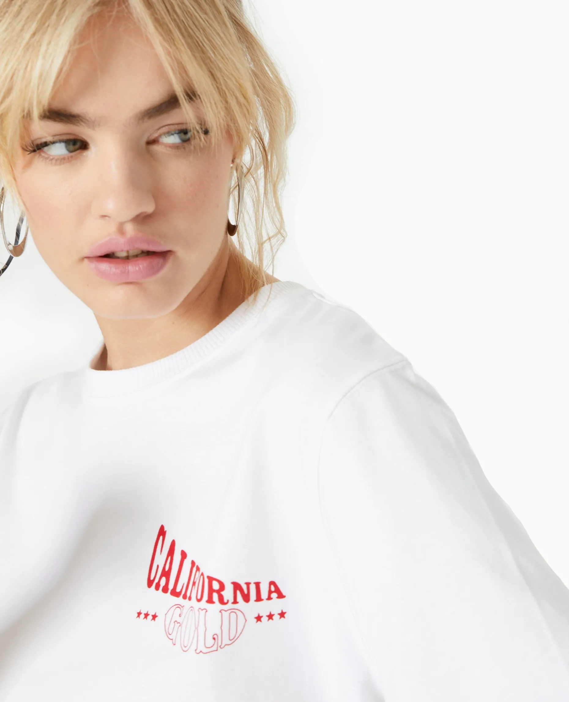 T-shirt Oversize Avec Print Poitrine Et Dos - Blanc