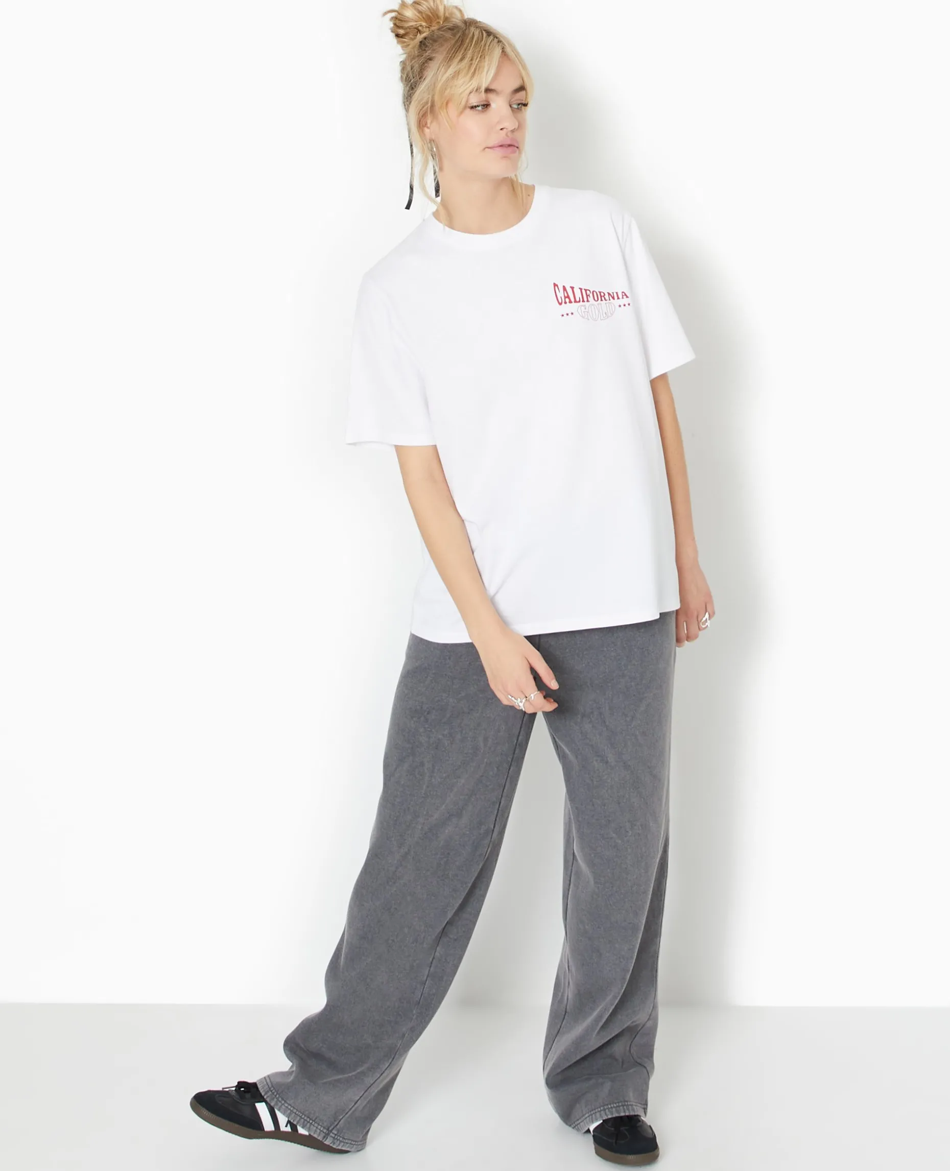 T-shirt Oversize Avec Print Poitrine Et Dos - Blanc